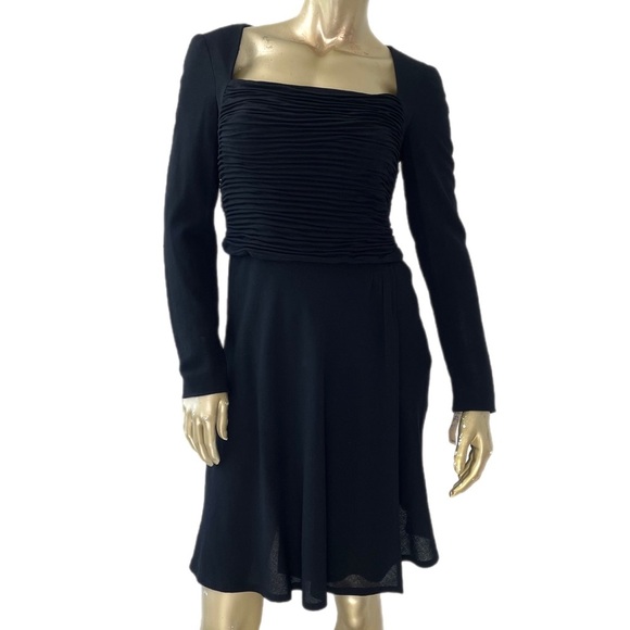 DEADSTOCK VINTAGE RENA LANGE BERGDORF GOODMAN WOOL LONG SLEEVE KNEE LENGTH DRESS - Picture 1 of 15